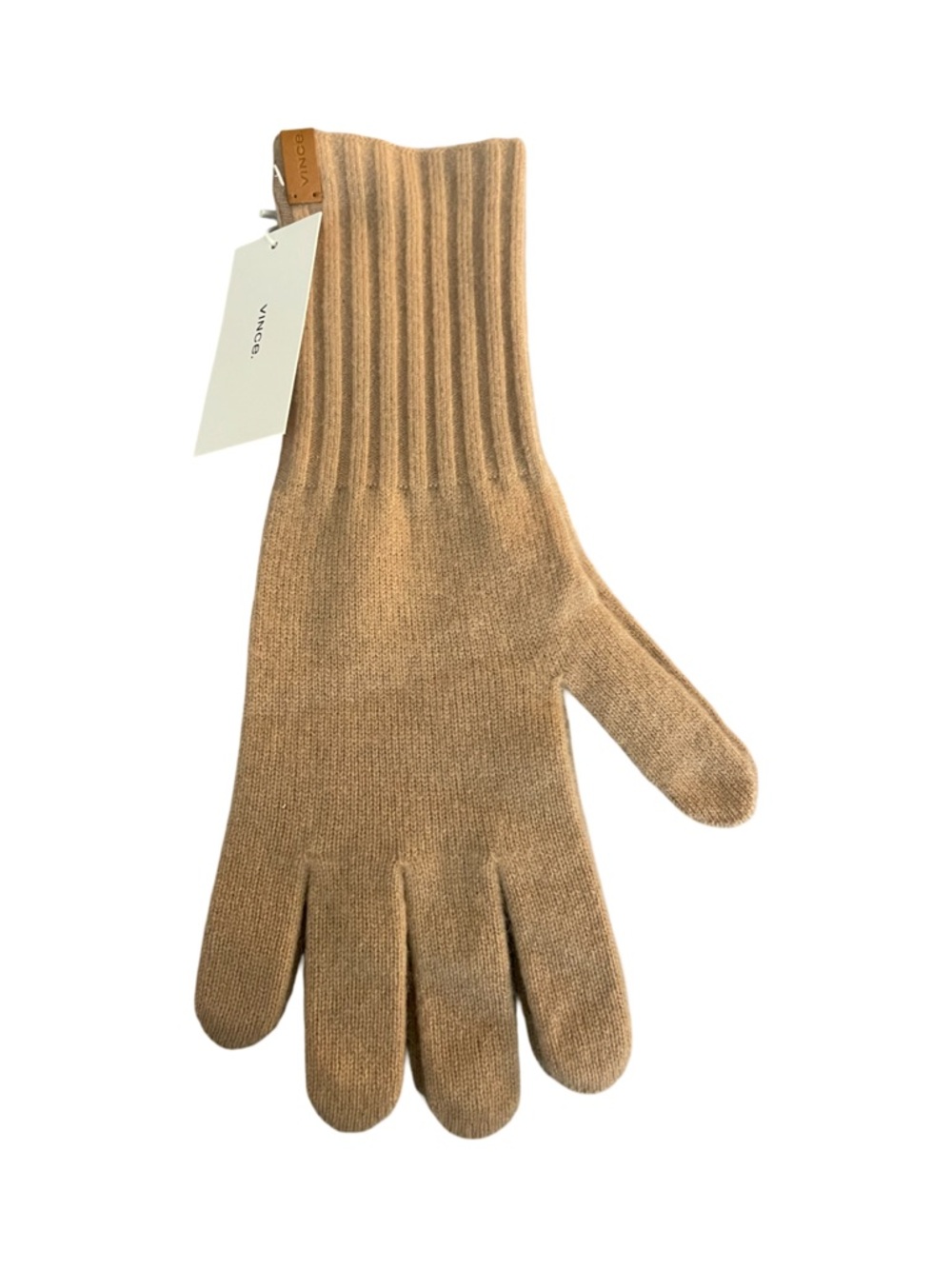 Vince Women’s Tan Ribbed Cuff Cashmere Gloves